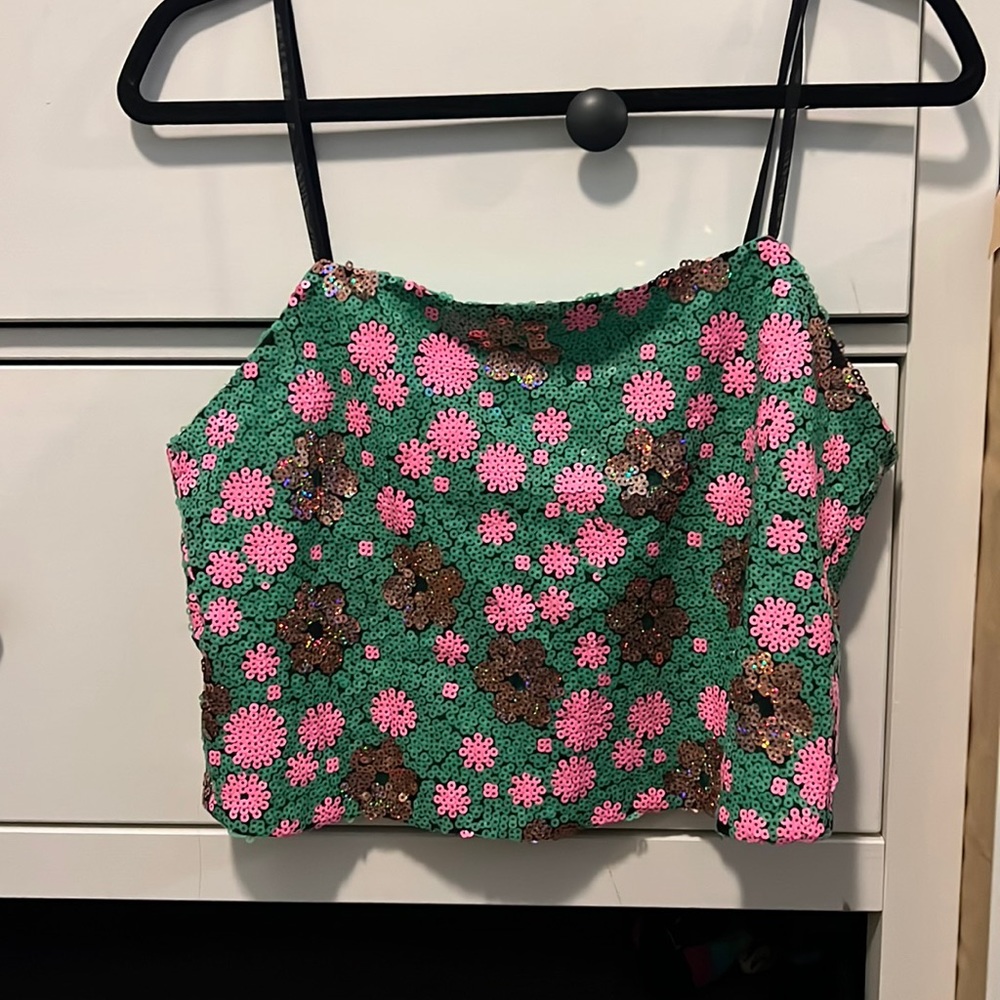 Top shop sequin floral pattern top